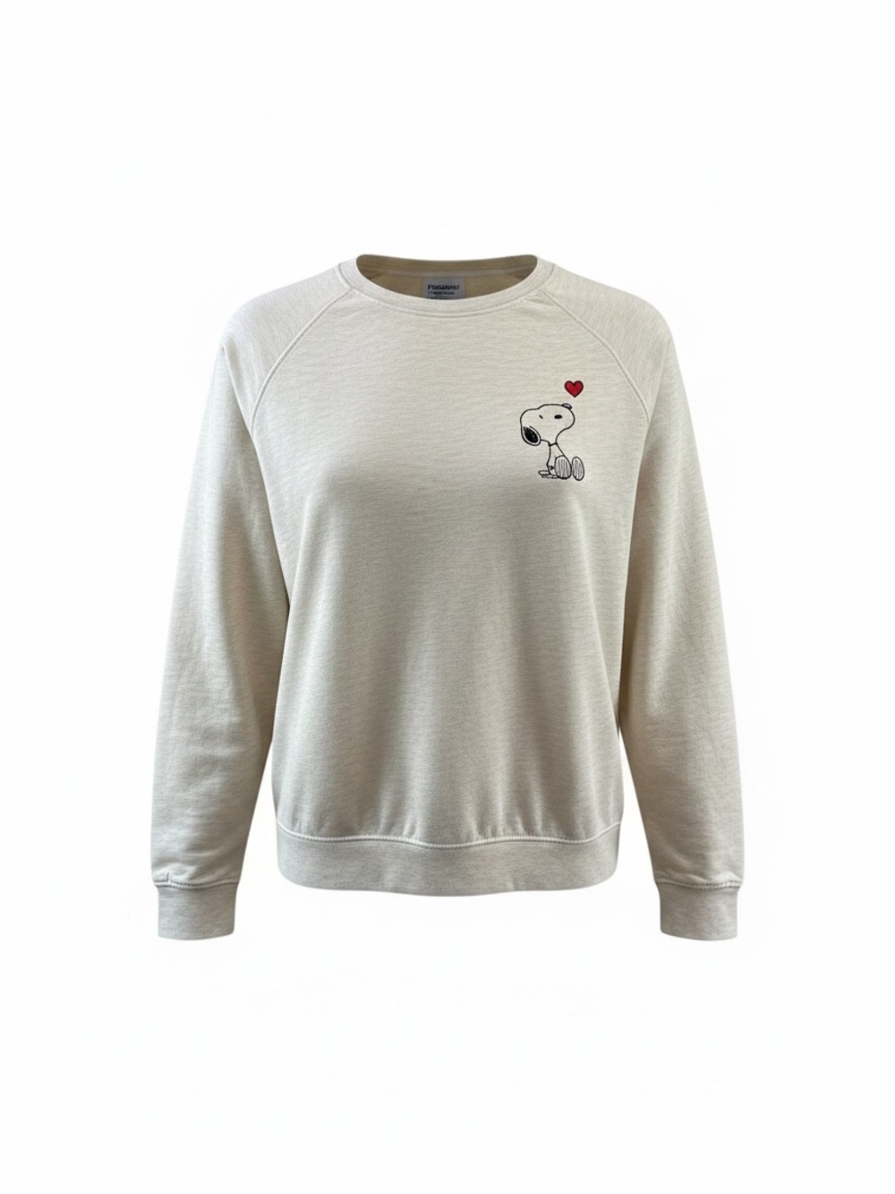 NWOT Instant Message Peanuts Snoopy Heart Graphic Sweatshirt Oatmeal Crewneck LG